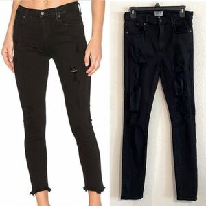 Agolde Women’s Sophie Jeans Size 30 Black Cotton Spandex Distressed Whimsigoth